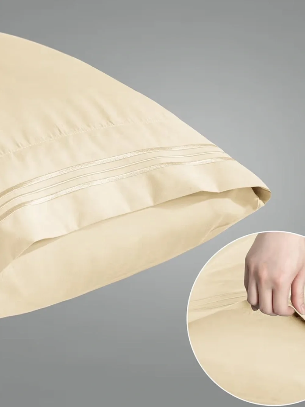 Aormenzy Microfiber Pillow Cases - Standard Size Set of 2 Cream Pillowcases